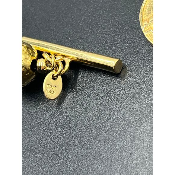 Bellezza Bronze Italy Fleur-de-lis Textured Beaded Toggle Charm Bracelet - Picture 5 of 9